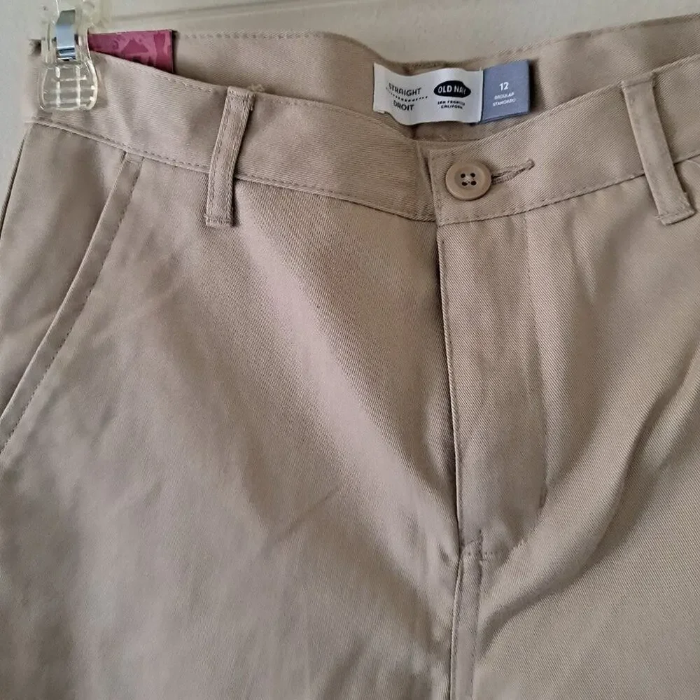 Old Navy Kids Uniform Plain Front Khaki Pant - Size 12 (NWT)